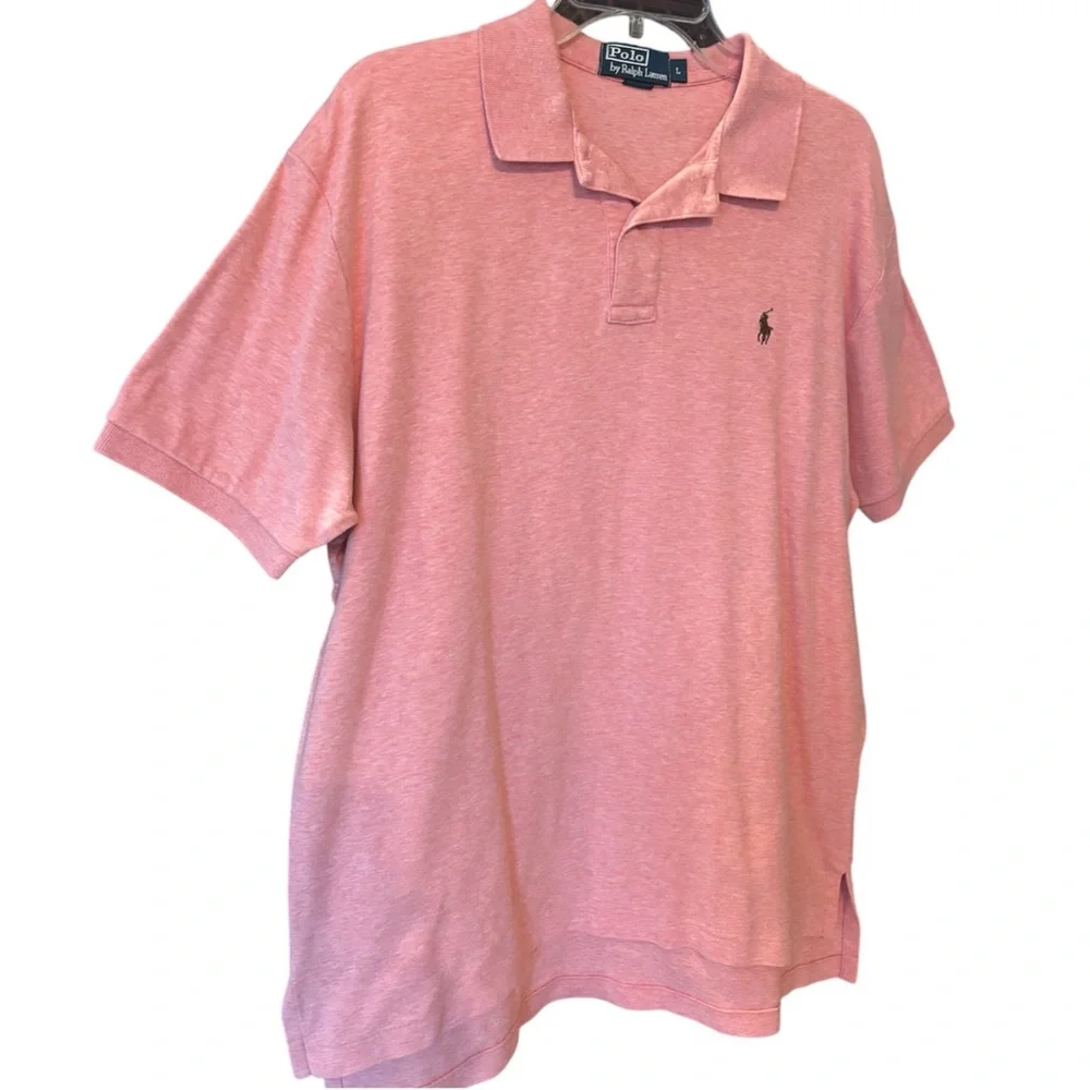 Vintage Polo Shirt Polo Ralph Lauren Short Sleeve Pony Shirt Coral Size Large